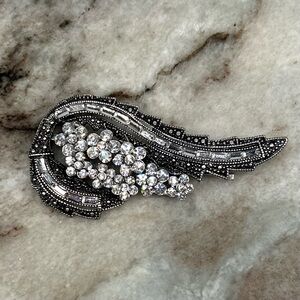 Wedding Style Hair Pin Pewter Silver Color Metal With Lots of Sparkles